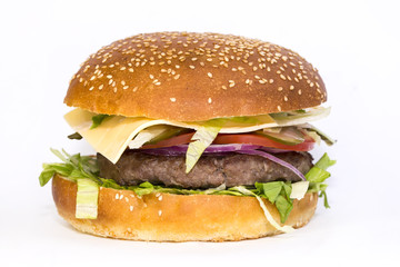 hamburger on a white background in the restaurant