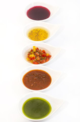 sauces on a white background in the restaurant