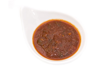 sauces on a white background in the restaurant