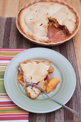 A slice of fresh peach pie