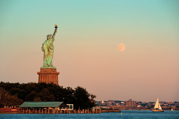 Statue of liberty and moon