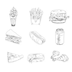 Set of fast food icons