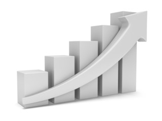 Fototapeta premium White bar graph with red arrow