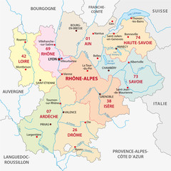 Fototapeta na wymiar rhone-alpes administrative map