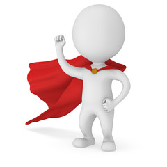 3d man brave superhero with red cloak