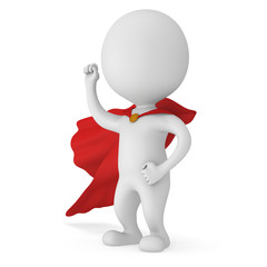 3d man brave superhero with red cloak