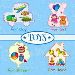 Toys icons composition
