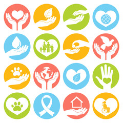 Charity and donation icons white