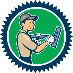 Plasterer Masonry Worker Rosette Cartoon