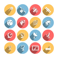 Satellite icons set