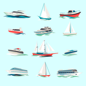 Boats icons set
