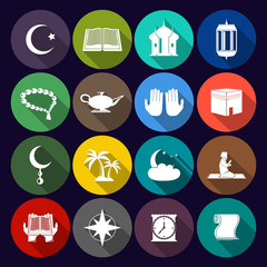 Islam Icons Set Flat