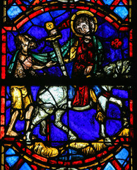 Saint Martin cuts a piece of his cloak - Stained Glass in Tours