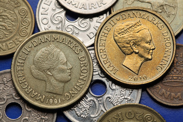 Naklejka premium Coins of Denmark