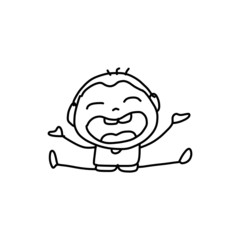 hand drawing happy kids