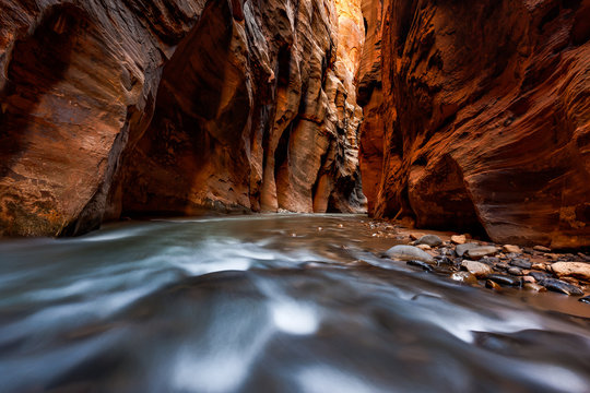 The narrows trail, Zion national park, Utah