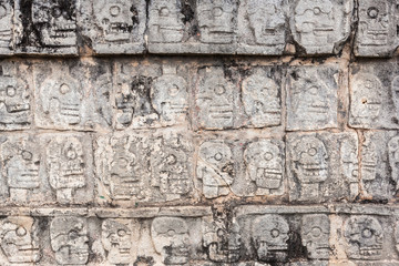 ancient wall in Chichen Itza temple, Mexico