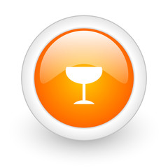 alcohol  orange glossy web icon on white background.