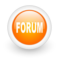 forum orange glossy web icon on white background.