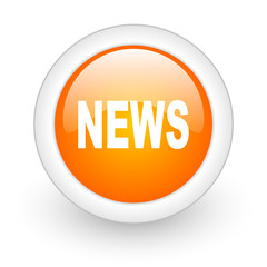 news orange glossy web icon on white background.
