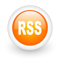 rss orange glossy web icon on white background.