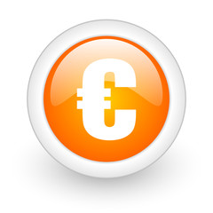 Obraz premium euro orange glossy web icon on white background.