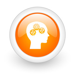 head orange glossy web icon on white background.