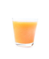 Orange juice glass  on white