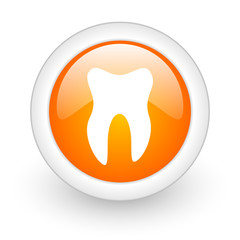 tooth orange glossy web icon on white background.
