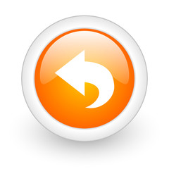back orange glossy web icon on white background.