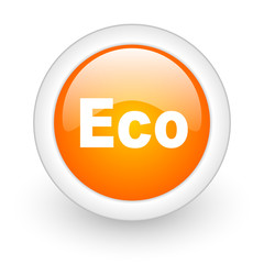 eco orange glossy web icon on white background.