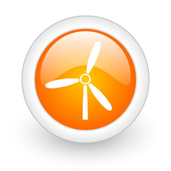 windmill orange glossy web icon on white background.