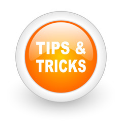 tips tricks orange glossy web icon on white background.