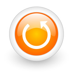 rotate orange glossy web icon on white background.