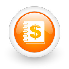 money orange glossy web icon on white background.