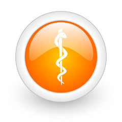 emergency orange glossy web icon on white background.