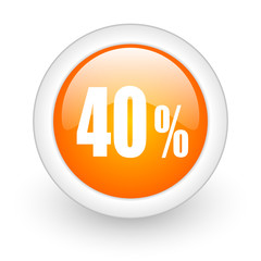 40 percent orange glossy web icon on white background.