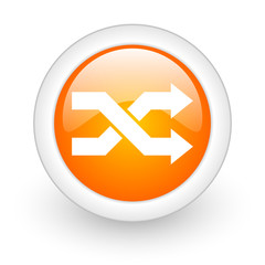 aleatory orange glossy web icon on white background.