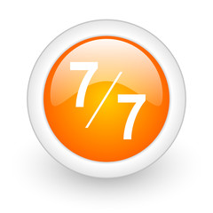 7 per 7 orange glossy web icon on white background.