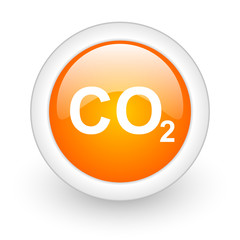 carbon dioxide orange glossy web icon on white background.