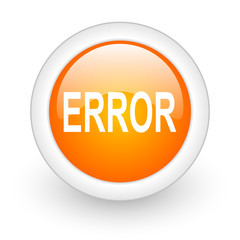 error orange glossy web icon on white background.