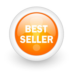 best seller orange glossy web icon on white background.