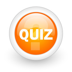 quiz orange glossy web icon on white background.