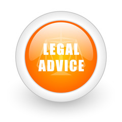 legal advice orange glossy web icon on white background.