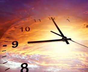 Clock in sky. Time passing