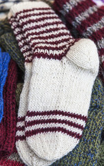 Wool socks are exposed to be sold