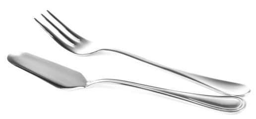 Metal cutlery isolated on white