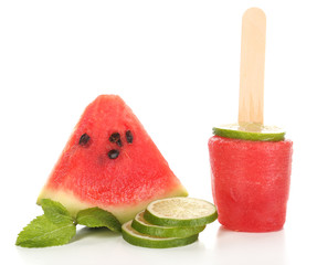 Watermelon ice-cream, isolated on white