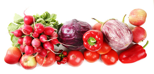 Fresh organic vegetables, isolated on white