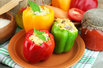 Composition with prepared stuffed peppers